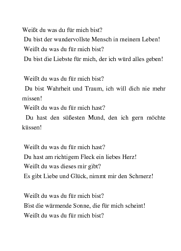 Du bist alles für mich gedicht
