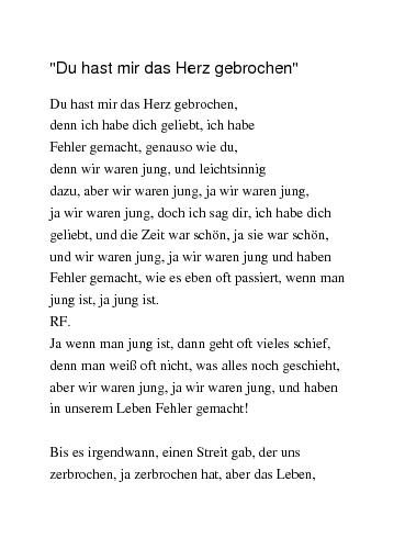 Er hat mir mein herz gebrochen