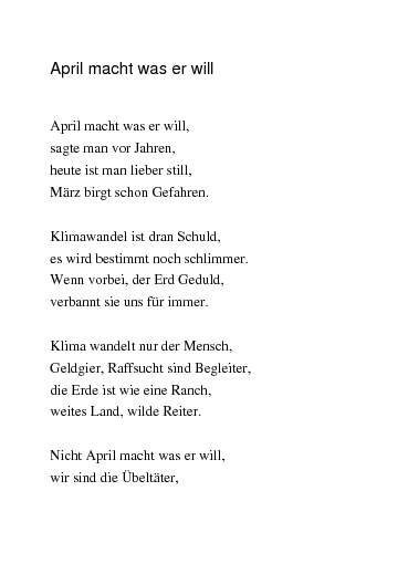 Der April Macht Was Er Will