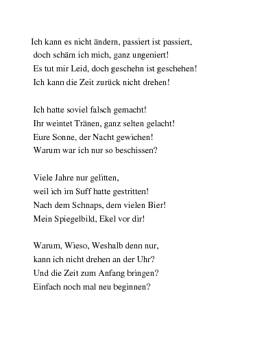 Tut schatz gedicht es mir leid Texte über