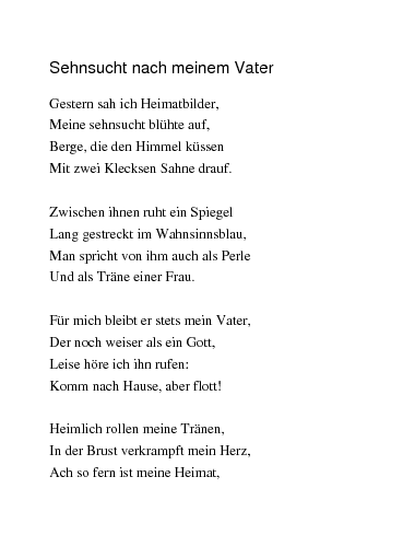 Mein vater gedicht für Sohn