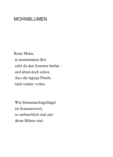 Gedicht mohn Novalis, Gedichte,
