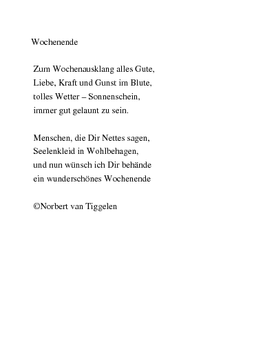 Schönes wochenende gedicht