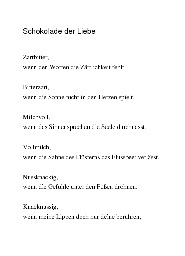 Gedichte Schokolade Der Liebe Von Sonnenblume